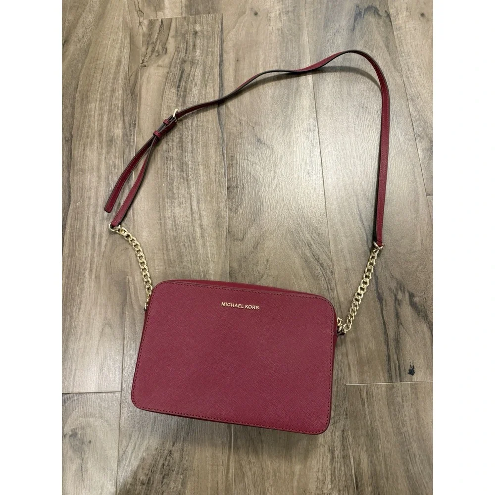 Michael Kors Jet Set Travel East West LG Crossbody Bag Leather BRICK Rare
